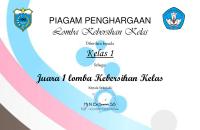 Piagam Penghargaan Kebersihan Kelas