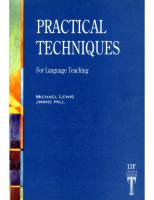 Practical Techniques For Language Teaching