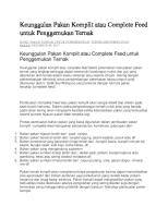 Ransum Keunggulan Pakan Komplit Atau Complete Feed Untuk Penggemukan Ternak