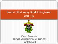 Reaksi Obat Yang Tidak Diinginkan (ROTD)