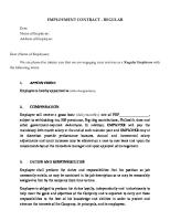 Sample Regular Employment Contract