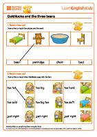 Stories Goldilocks and The Three Bears Worksheet