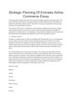 Strategic Planning of Emirates Airline Commerce Essay