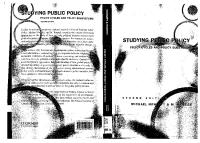 Studying Public Policy: Policy Cycles and Policy Subsystems