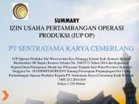 Summary IUP PT. Sentratama Karya Cemerlang [PDF]