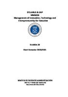 Syllabus & Sap MM5026 Management of Innovation, Technology and Entrepreneurship For Executive [PDF]