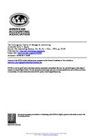 The Contingency Theory of Managerial Accounting Author(s) : David C. Hayes Source: The Accounting Review, Vol. 52, No. 1 (Jan., 1977), Pp. 22-39 Published By: Stable URL: Accessed: 18/06/2014 20:09