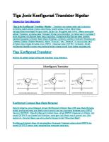 Tiga Jenis Konfigurasi Transistor Bipolar