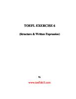 Toefl Exercise 6: (Structure & Written Expression)