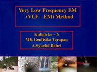 Very Low Frequency EM (VLF - EM) Method: Kuliah Ke - 6 MK Geofisika Terapan A.Syaeful Bahri [PDF]