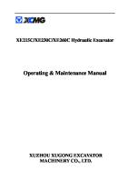 XCMG XE215C, XE230C, XE260C Hydraulic Excavators Operating Manual